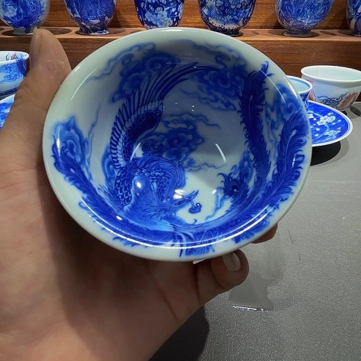 老***人青花手工手绘杯子