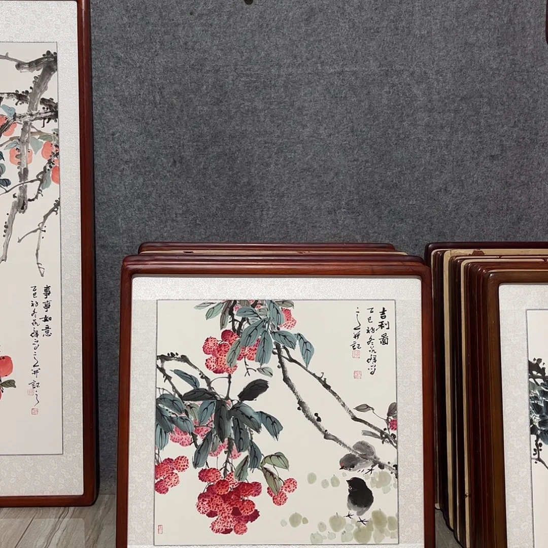 国画书画作品带框63×63