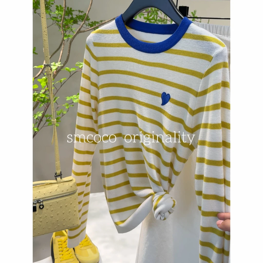 【重磅新款】条纹休闲减龄洋气时尚气质显瘦百搭针织衫ZG0509A