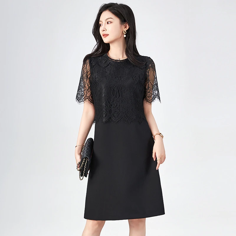 法式浪漫蕾丝小上衣百搭时尚无袖背心连衣裙可外穿连衣裙两件套