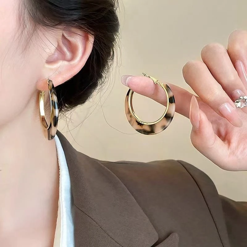 合金耳饰 欧美个性豹纹耳圈新款爆款高级感气质耳饰赵露思