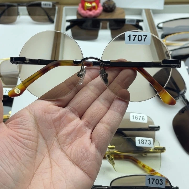 没***子茶水晶复古眼镜 1707