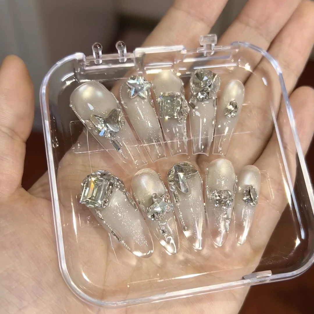 【湿漉漉】全华 超级无敌爆闪白开水猫眼 轻奢纯手工定制穿戴甲