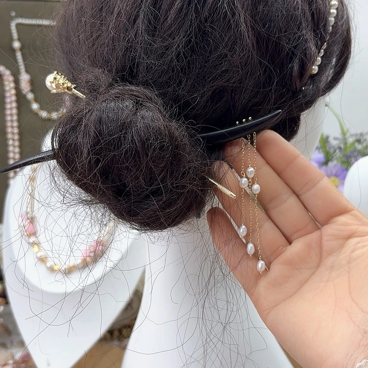 淡水珍珠发饰银S925镶嵌