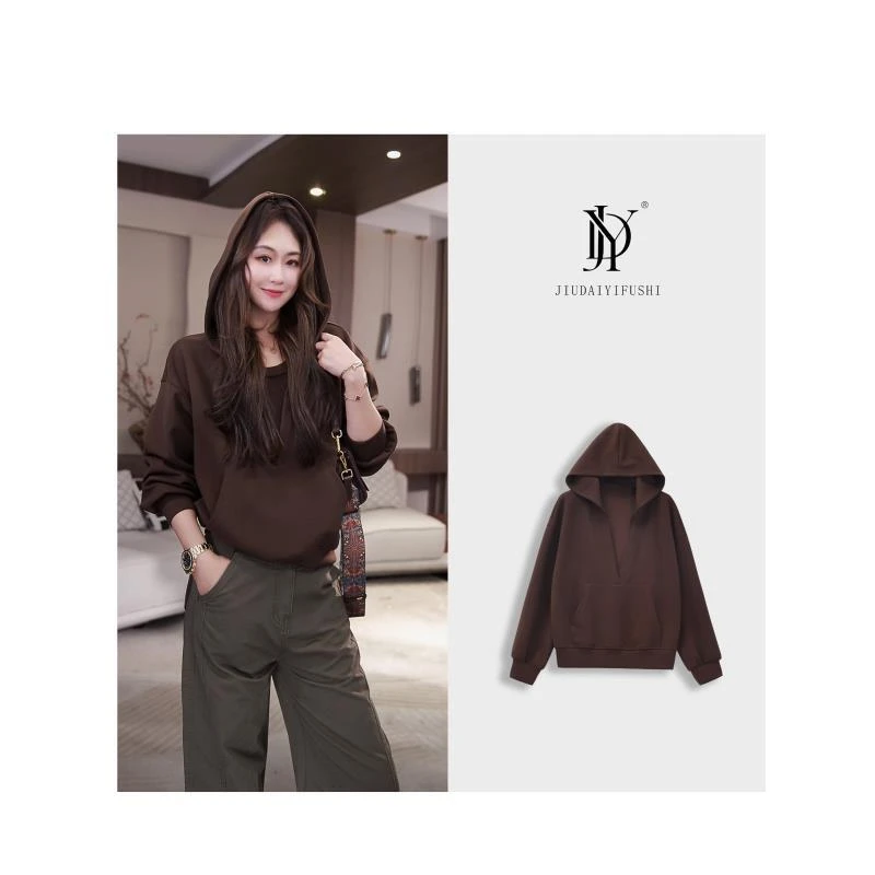玖黛衣【圣保罗】新款时尚百搭休闲困送秋季连帽卫衣 WYJ44026