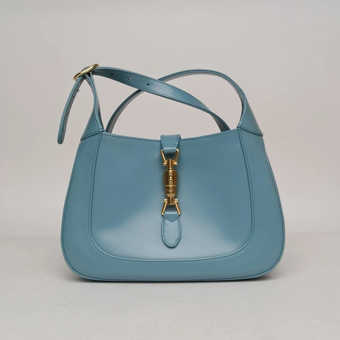 99新 GUCCI/古驰 攀攀-Jackie 1961 小号 蓝色 皮革C 金扣