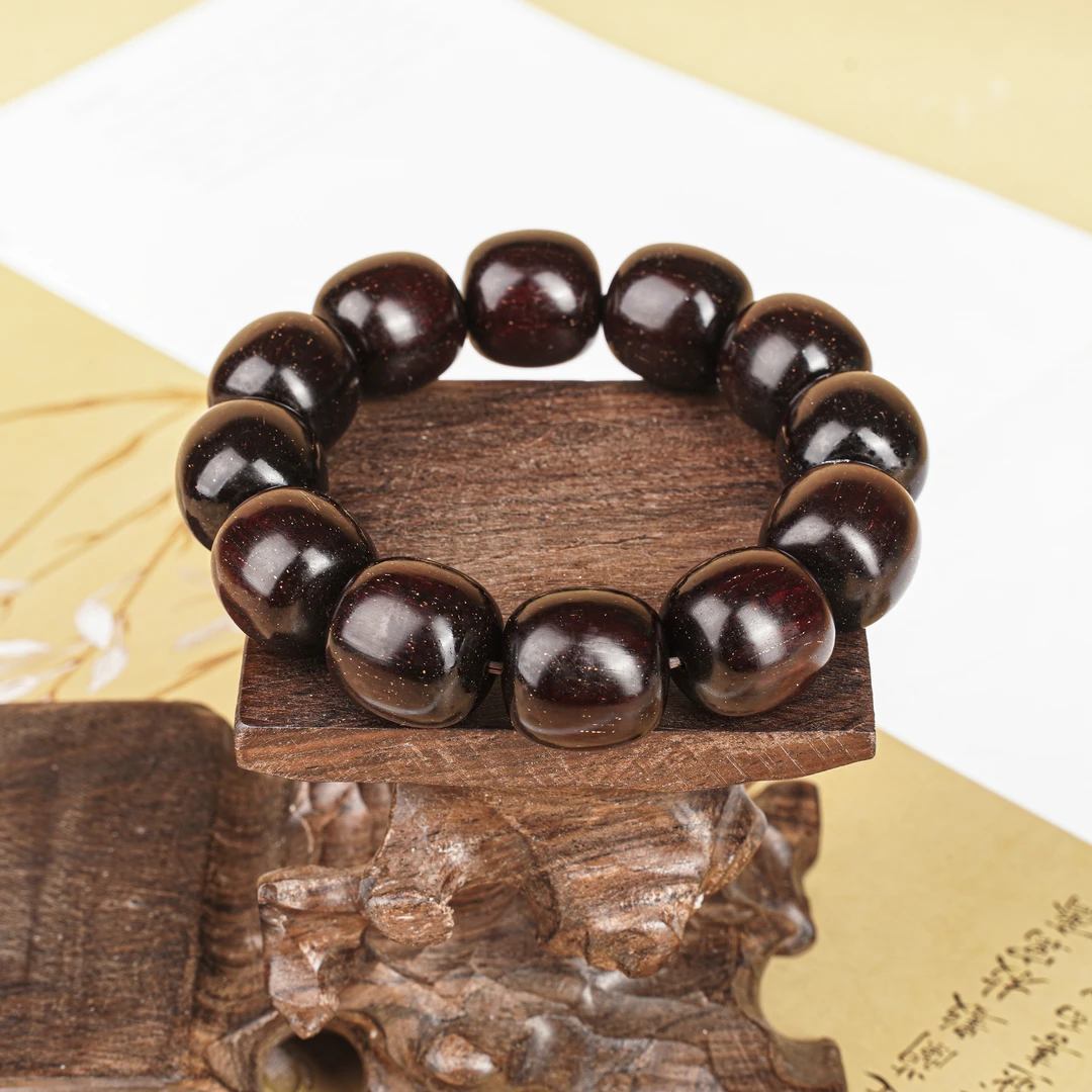 【老型珠】1818*12单圈金星天然野老料正宗印度小叶紫檀文玩手串