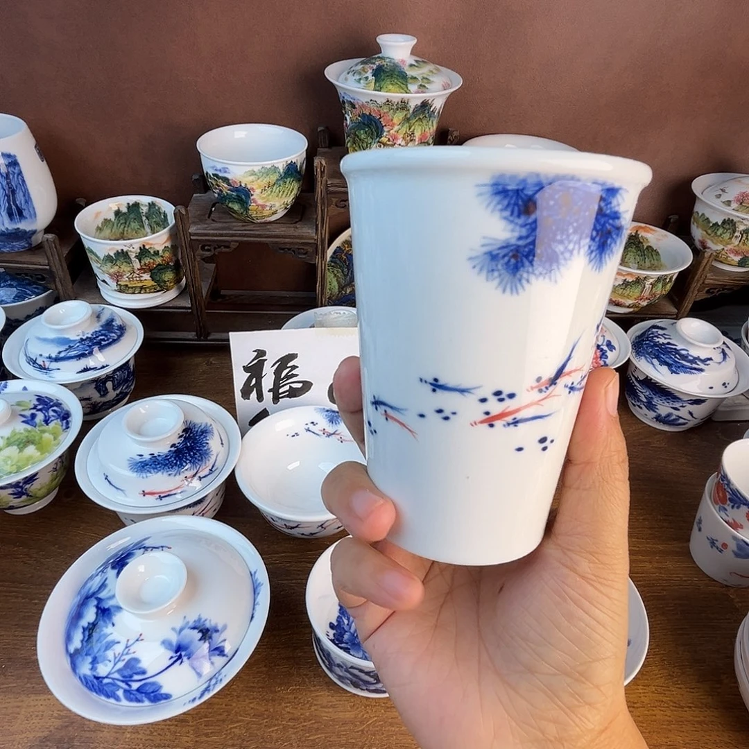 忠意堂釉下彩连年有余可乐杯微瑕不退