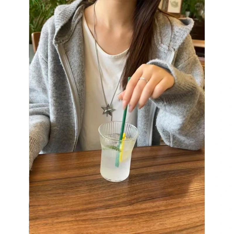 高级感灰色拉链连帽毛衣外套男秋季宽松慵懒风中长款针织开衫卫衣