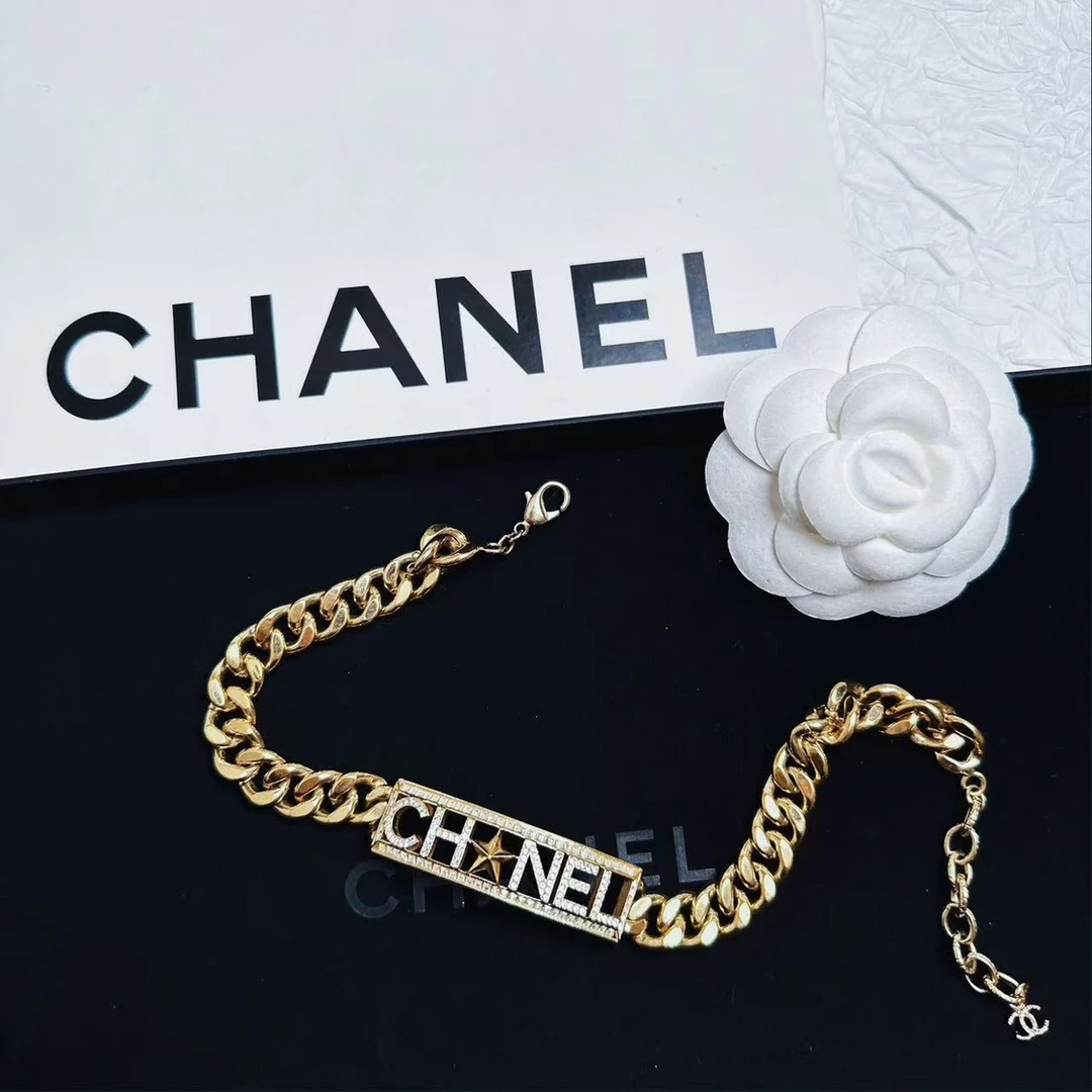 95新 Chanel/香奈儿 柚礼中古/香奈儿字母素金项链LZ502345