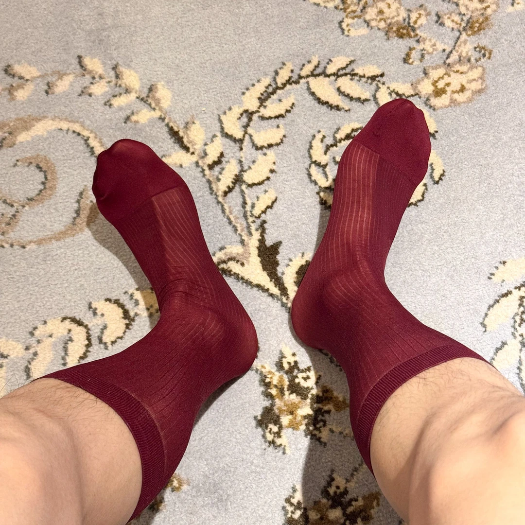 NEAT YEP男士正装袜红色条纹丝袜商务绅装