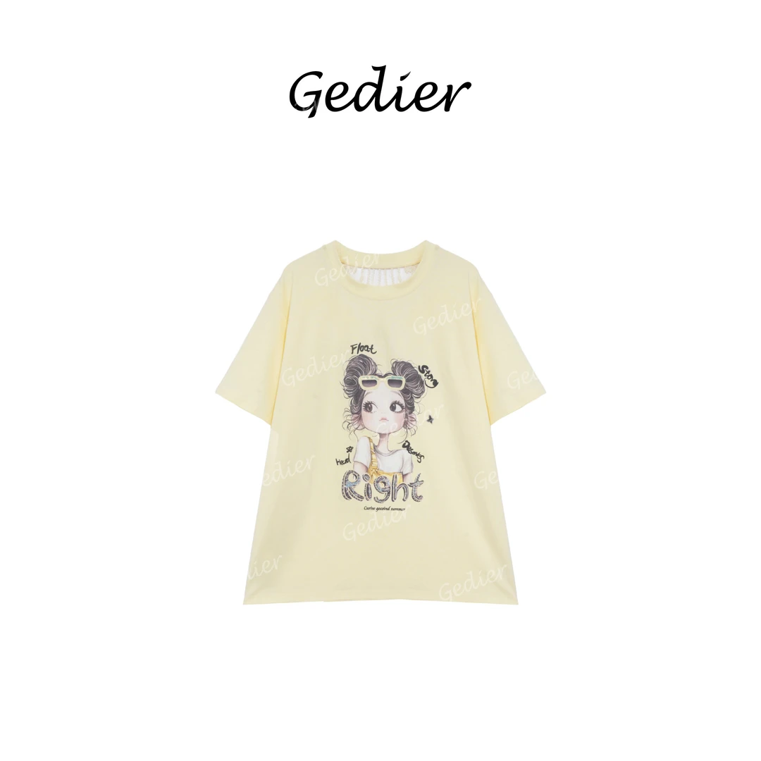 【歌蒂尔】夏季短袖T恤卡通图案展现青春活力 TG520817Y