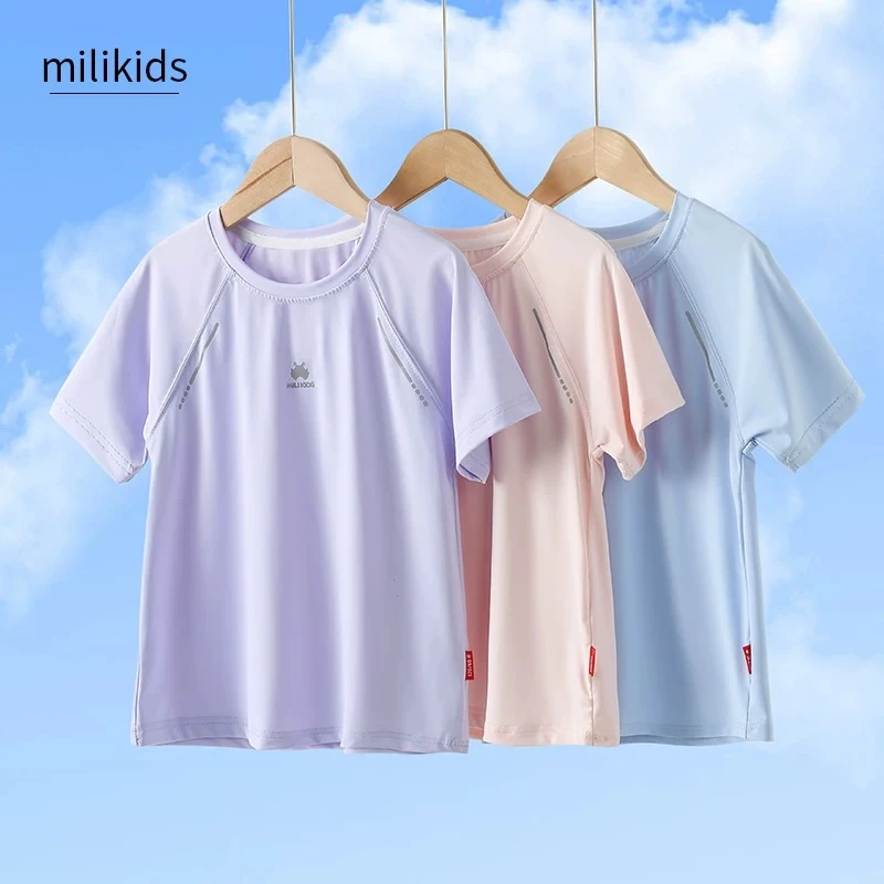 男女童速干衣2025夏装新款儿童运动上衣跑步短袖t恤1015