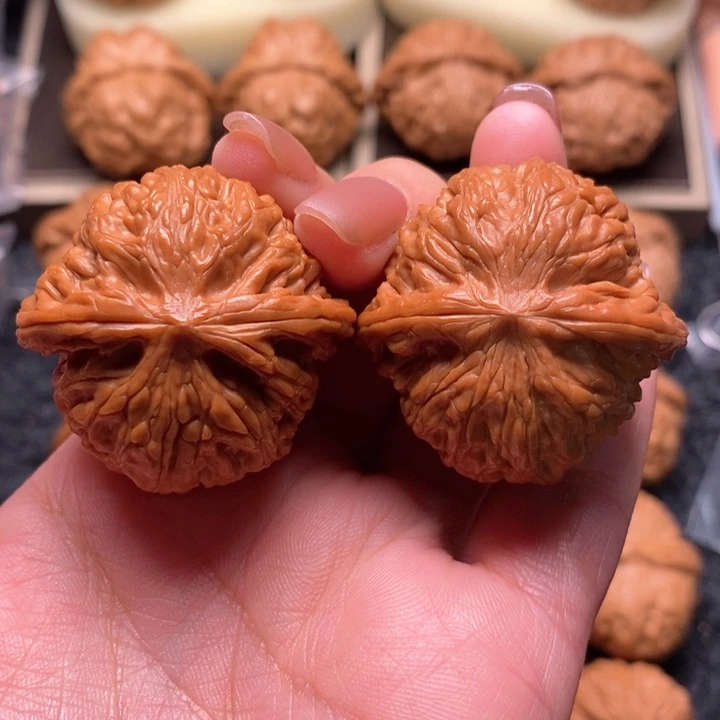 文玩核桃把件拾**?野生红皮正磨38