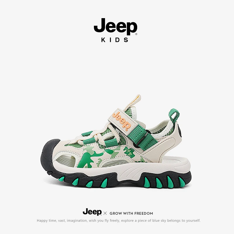 jeep中大童运动凉鞋男童夏季包头款涉水溯溪鞋女童防滑软底沙滩鞋