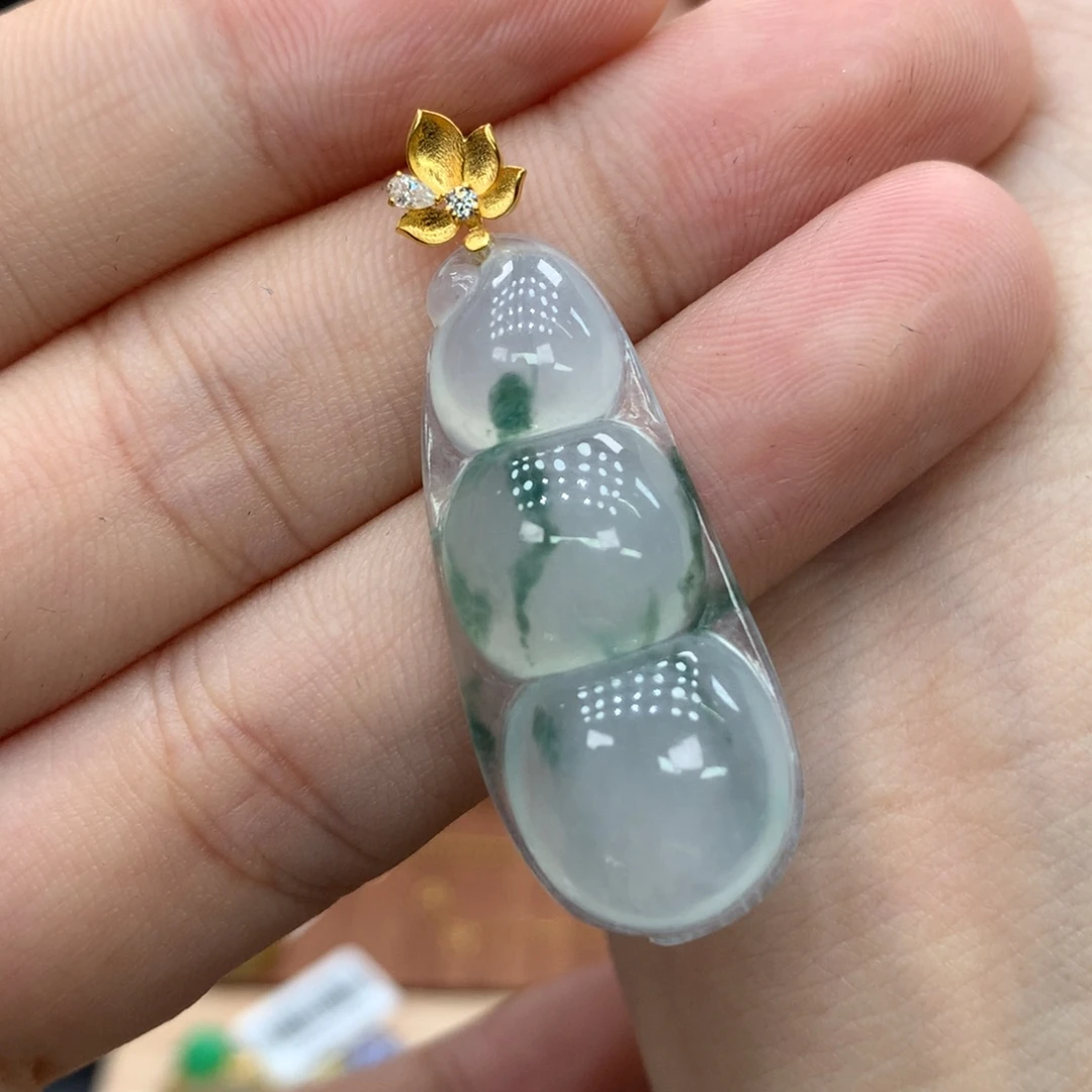 翡翠18K金镶嵌吊坠(不含链)