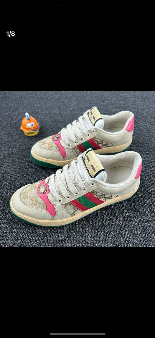 95新 GUCCI/古驰 款式：Gucci古驰粉白脏脏鞋 打包 HB0000