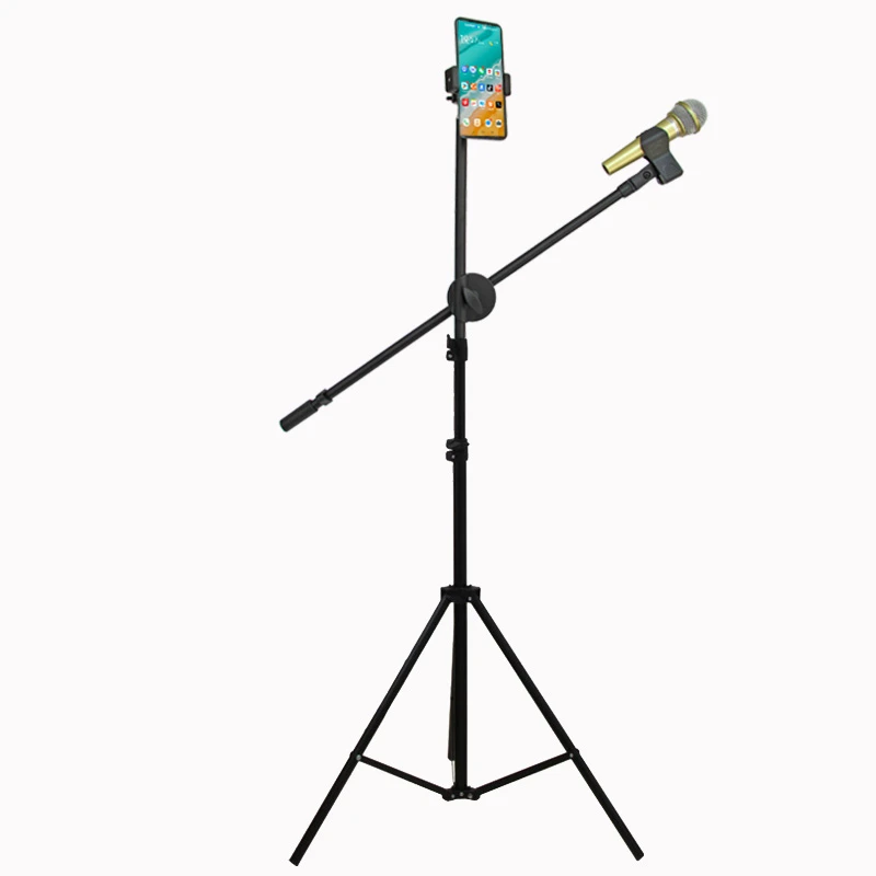 落地式麦克风话筒支架桌面手机直播演唱一体户外K歌用三脚支撑架