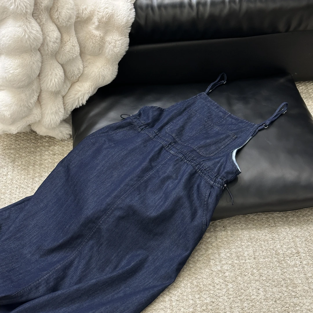 【锦衣鹊羽】夏款薄牛仔吊带背带裙宽松