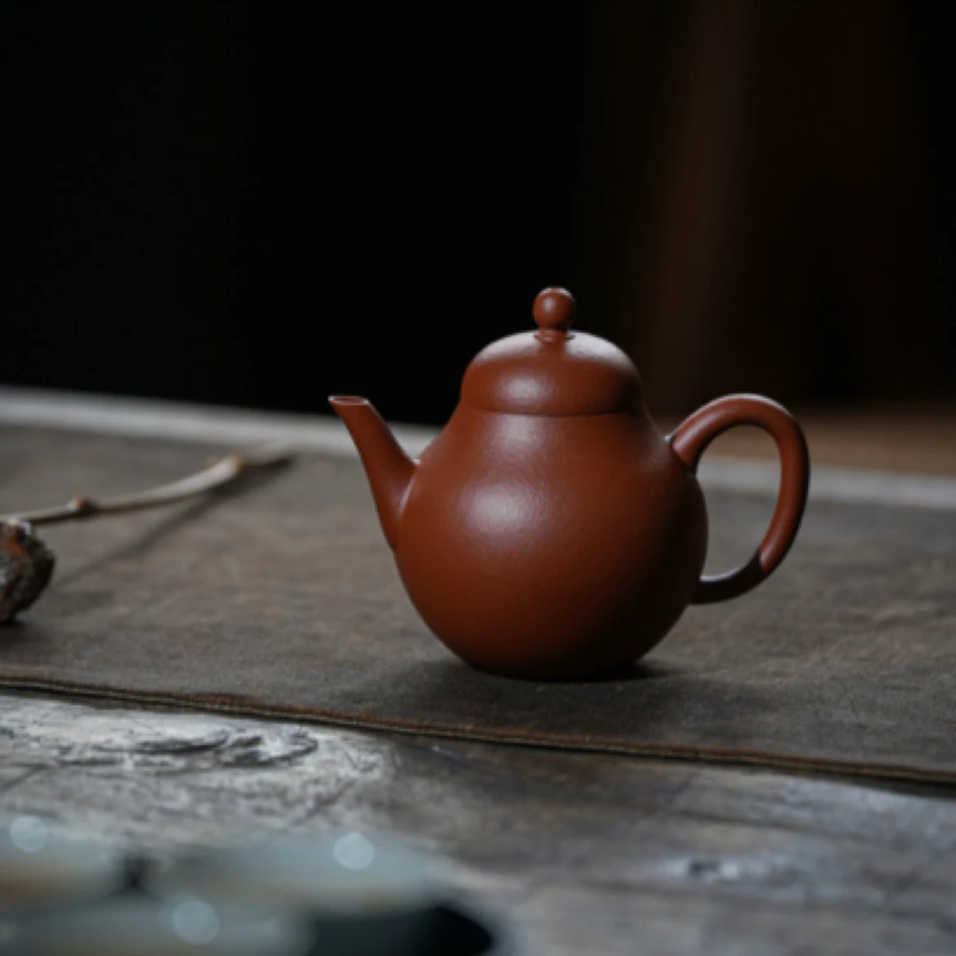 慕古高梨 紫砂壶 泥料：朱泥 容量：130cc