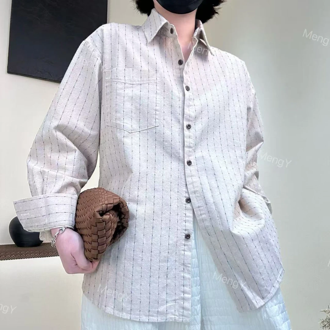 梦煜家【格廊春风】100棉港风复古休闲衬衫/2025春