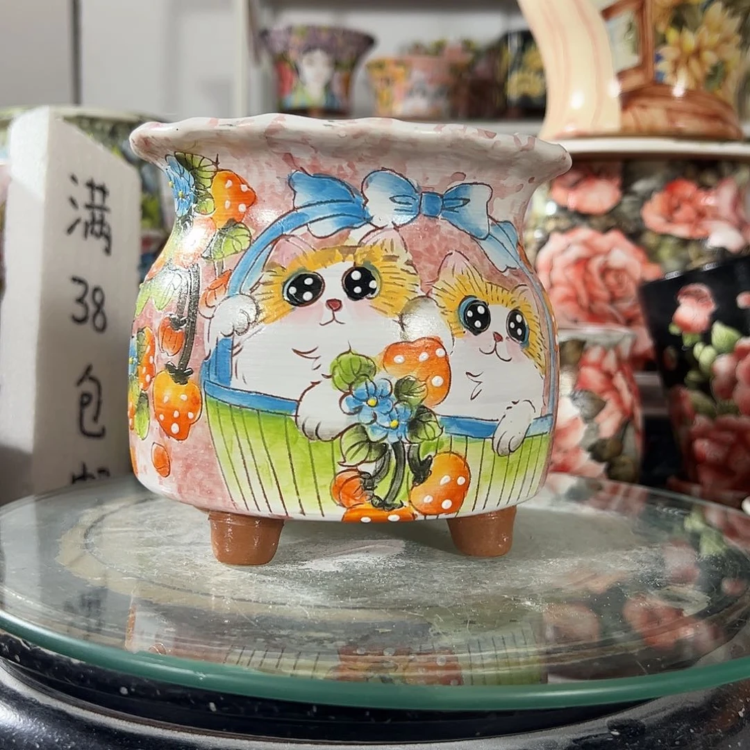 景德镇手绘花盆幸运花盆