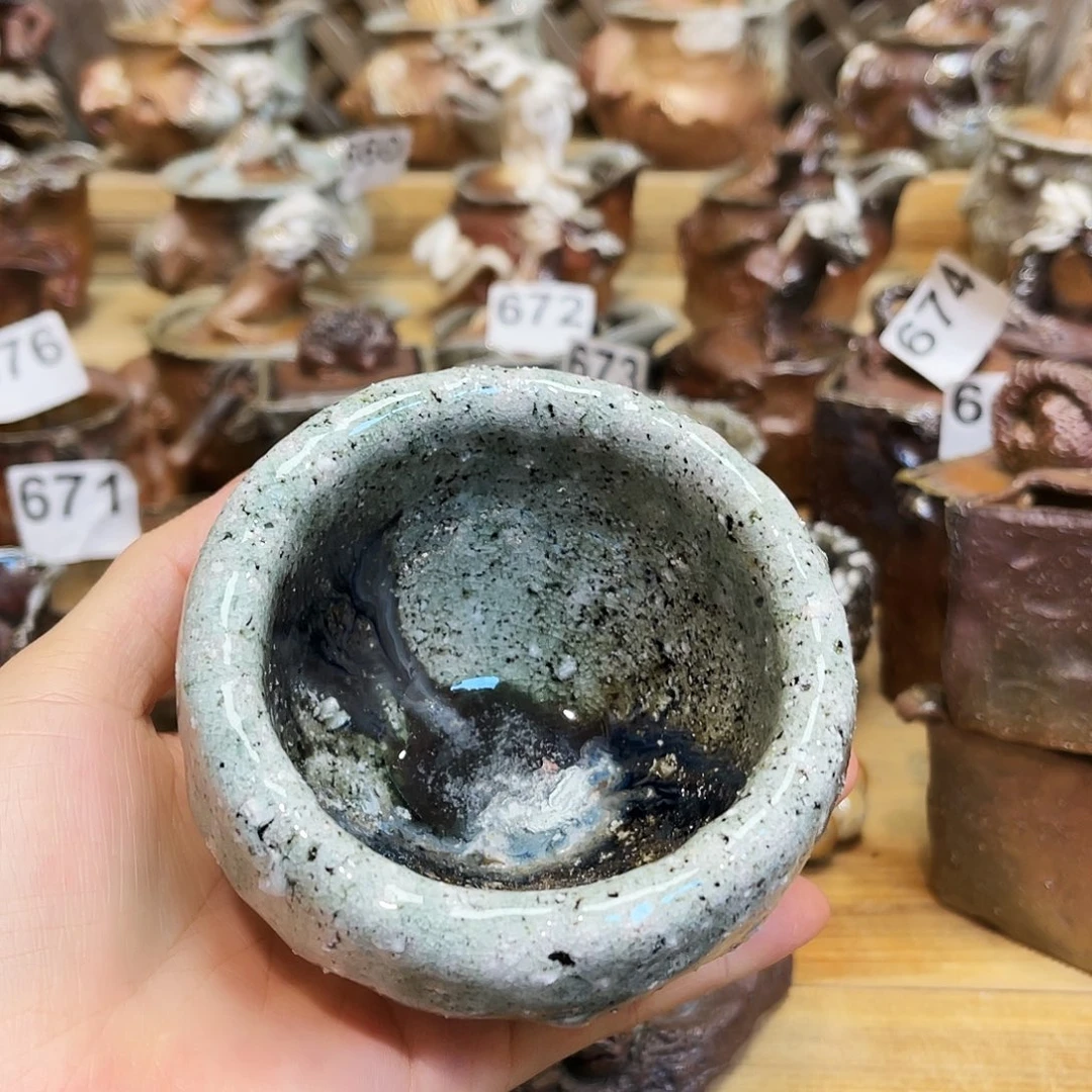 杯柴烧粗陶手捏杯