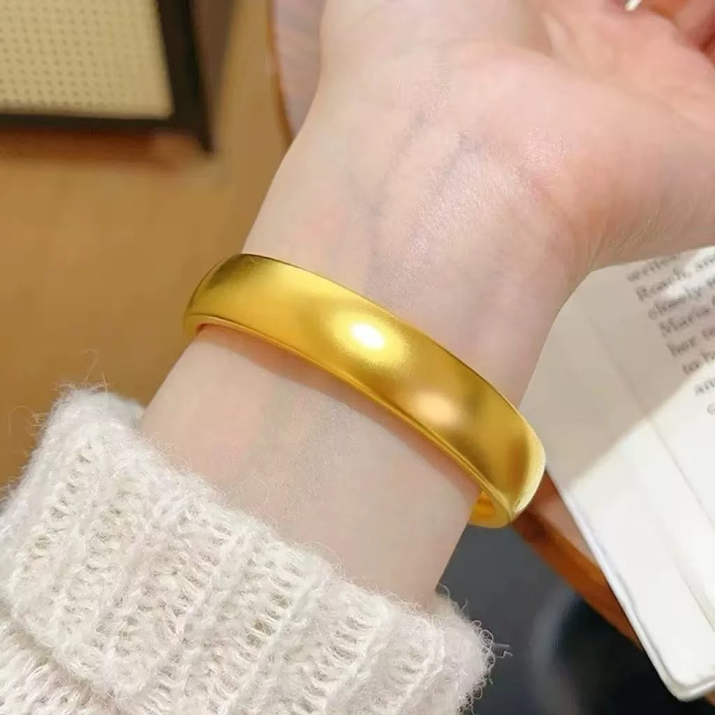 铜合金手镯 12n哑光泥鳅背轮胎手镯女款时尚素圈古法磨砂传承