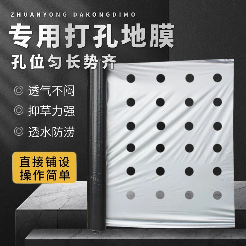 银黑双色打孔地膜农用种植蔬菜瓜果药材保温透气抗老化薄膜
