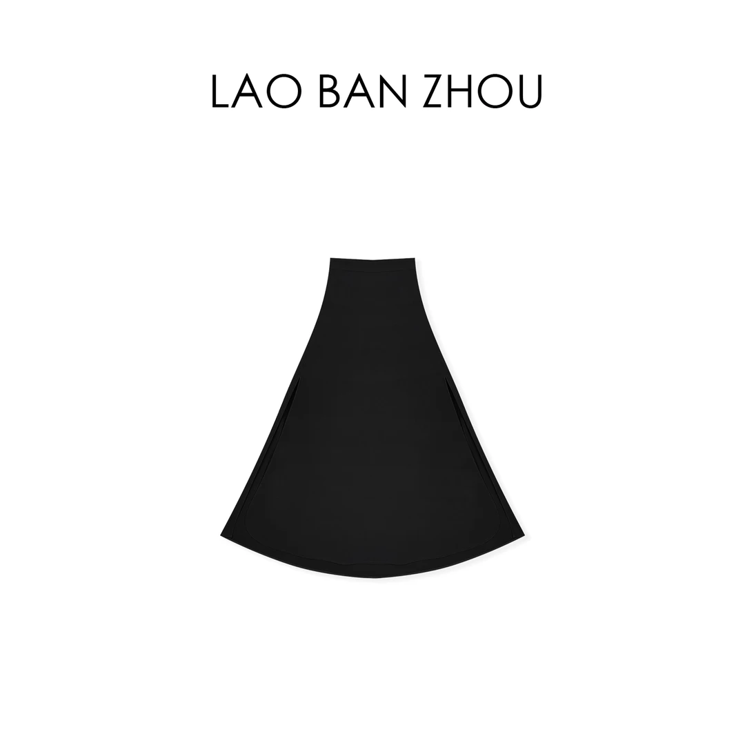 【老板周】法式浪漫 夏季立体剪裁开衩垂感中长半裙