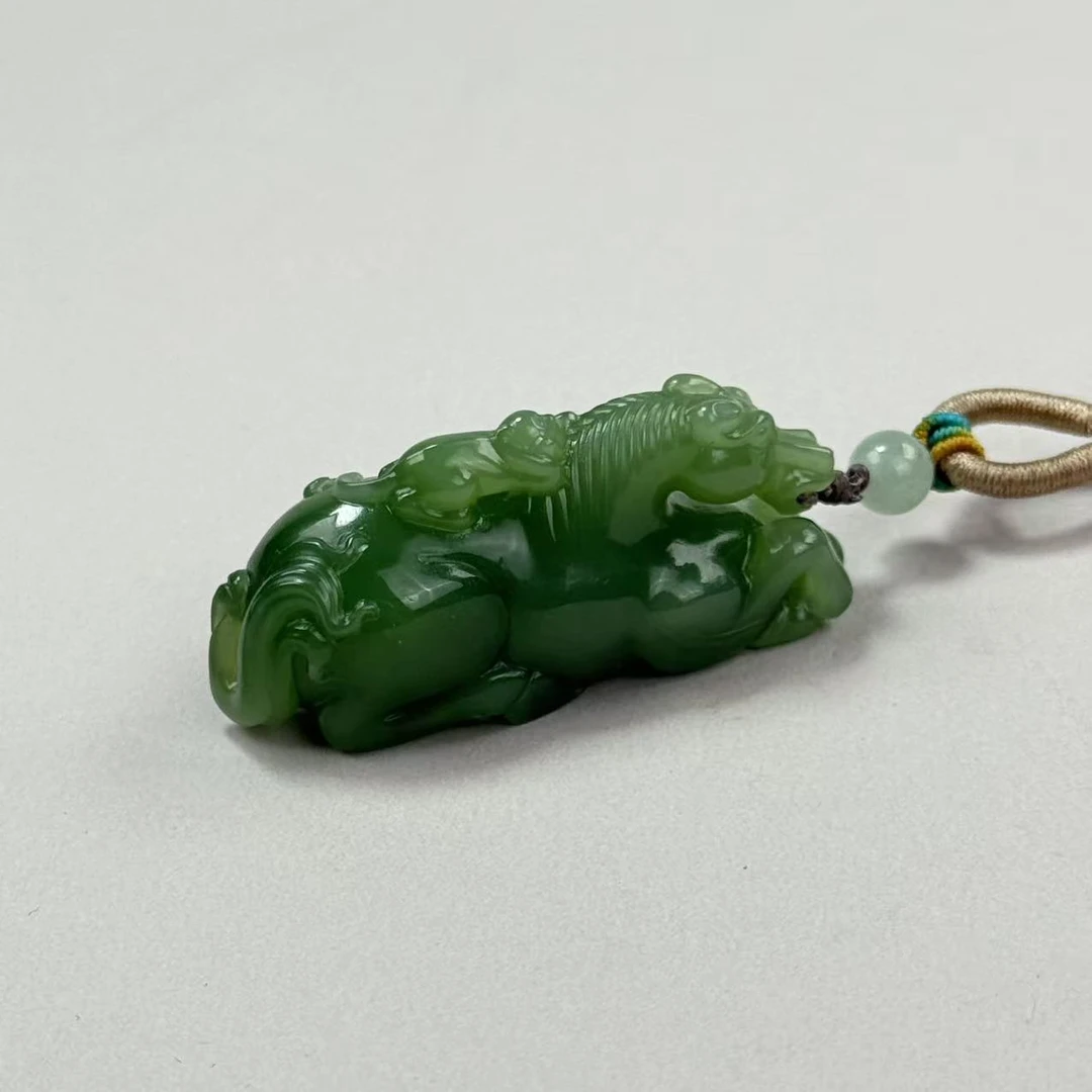 和田玉碧玉马上封侯吊坠   B1154