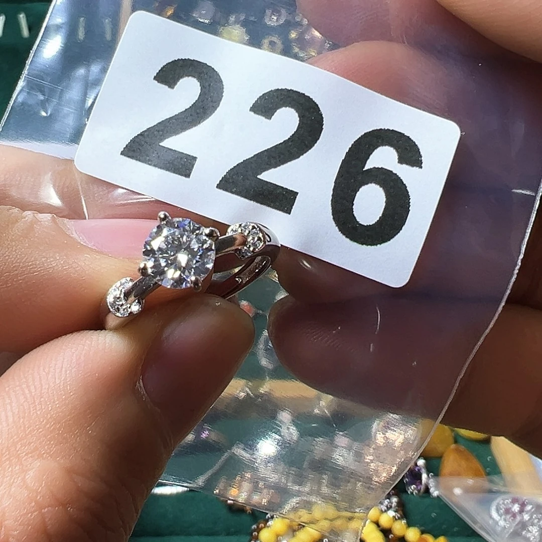 石英质玉戒指银S925镶嵌?****