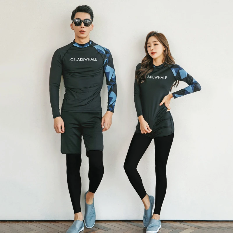 韩式潜水服女分体长袖泳衣男显瘦速干情侣浮潜冲浪水母衣温泉现货