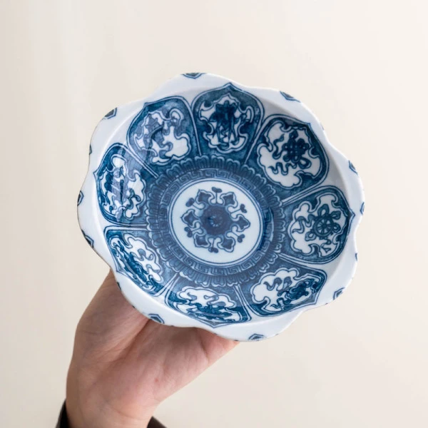 仿古青花高足果盘-八宝图  862