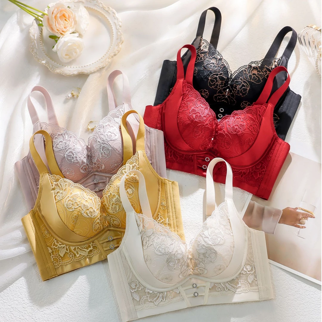 草本初色新款文胸无钢圈调整型聚拢收副乳舒适透气性感女士内衣