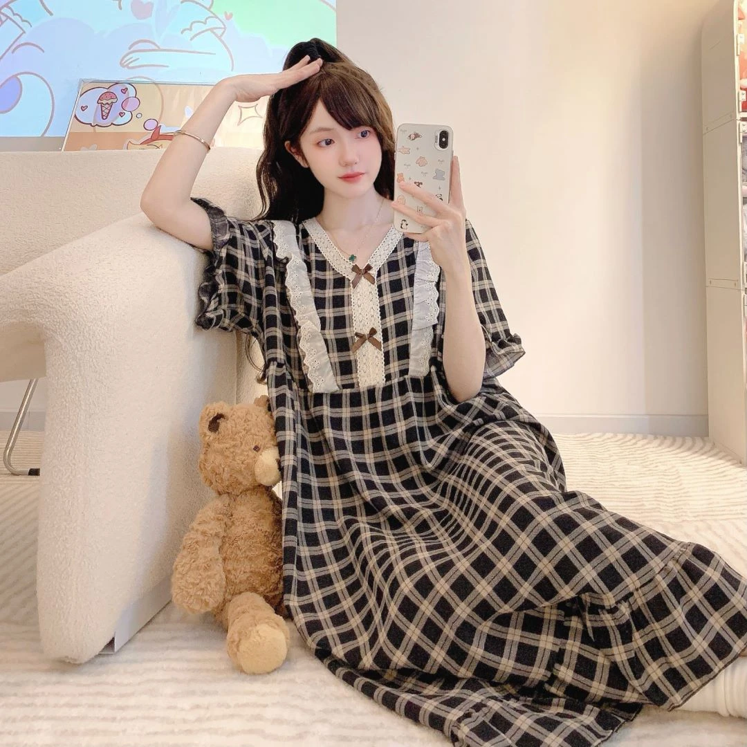 2025新款胖mm300斤睡衣女夏款短袖睡裙加肥加大码250斤可穿家居服