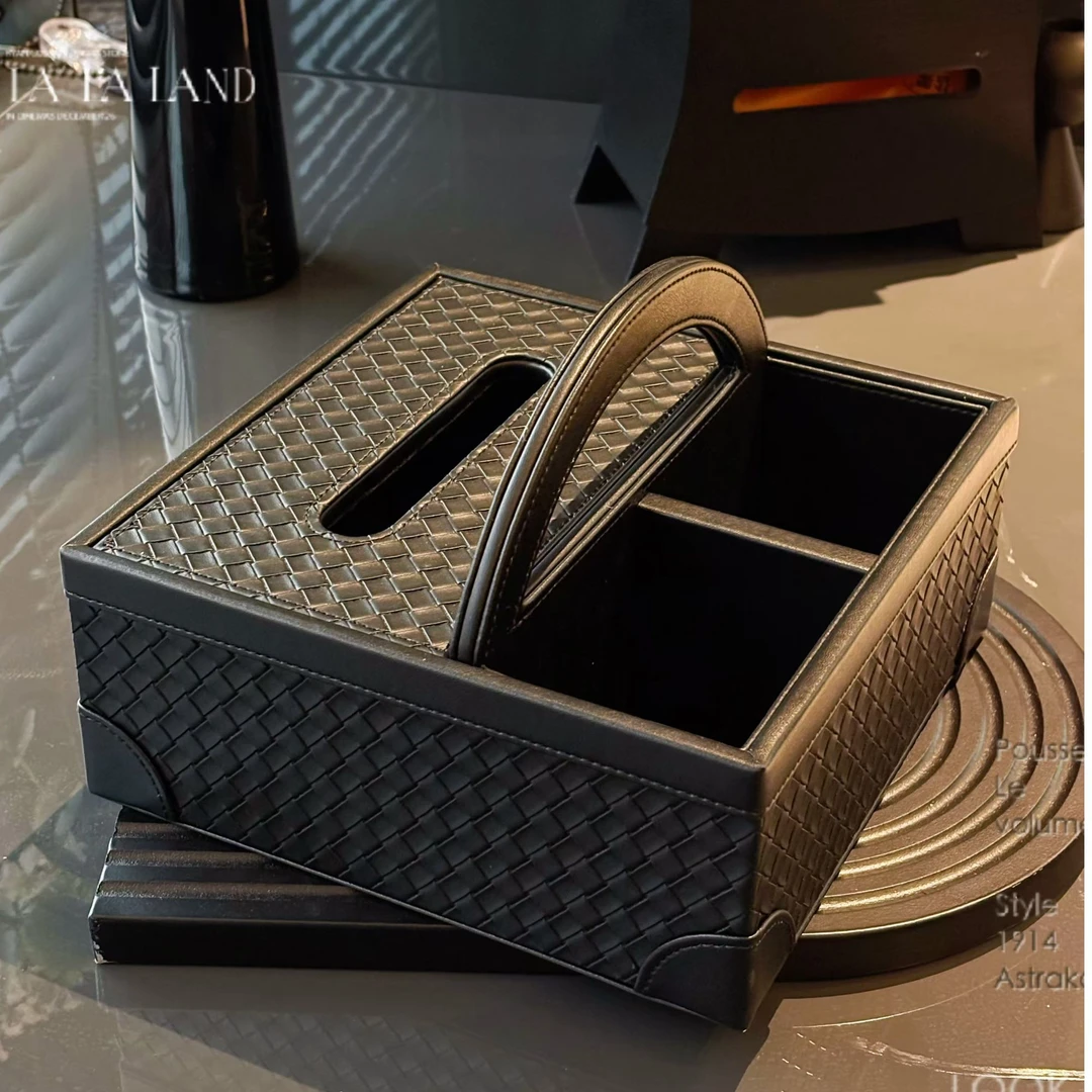 2025年新款轻奢皮质多功能纸巾盒客厅茶几遥控器收纳盒高档抽纸盒