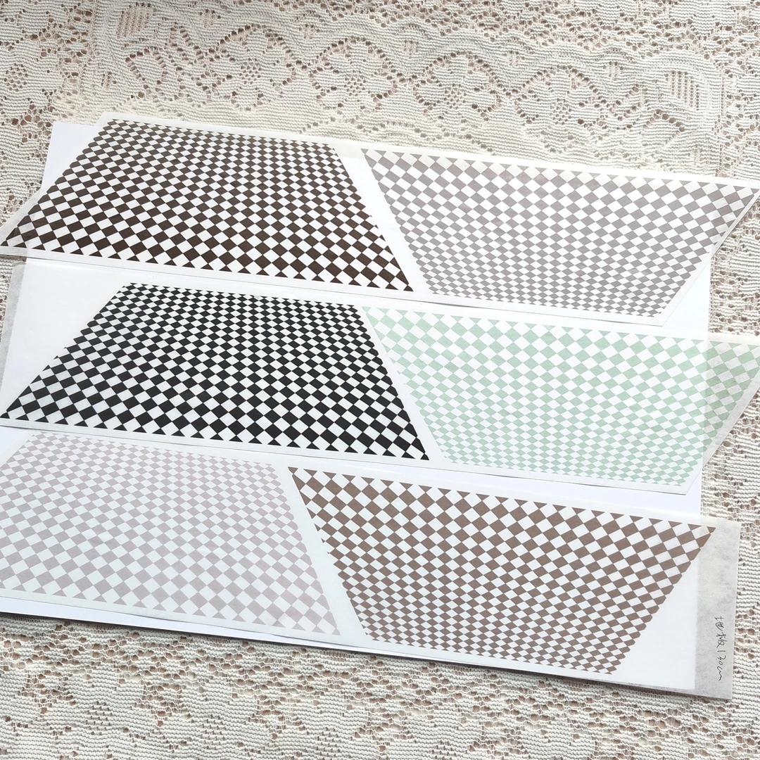 自制地板和纸室内造景天花板地板棋盘格基础打底造景手帐胶带