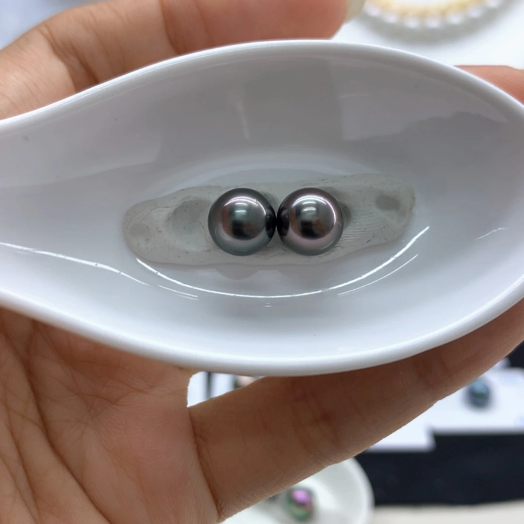 海水珍珠裸珠黑紫色系，可做素钉