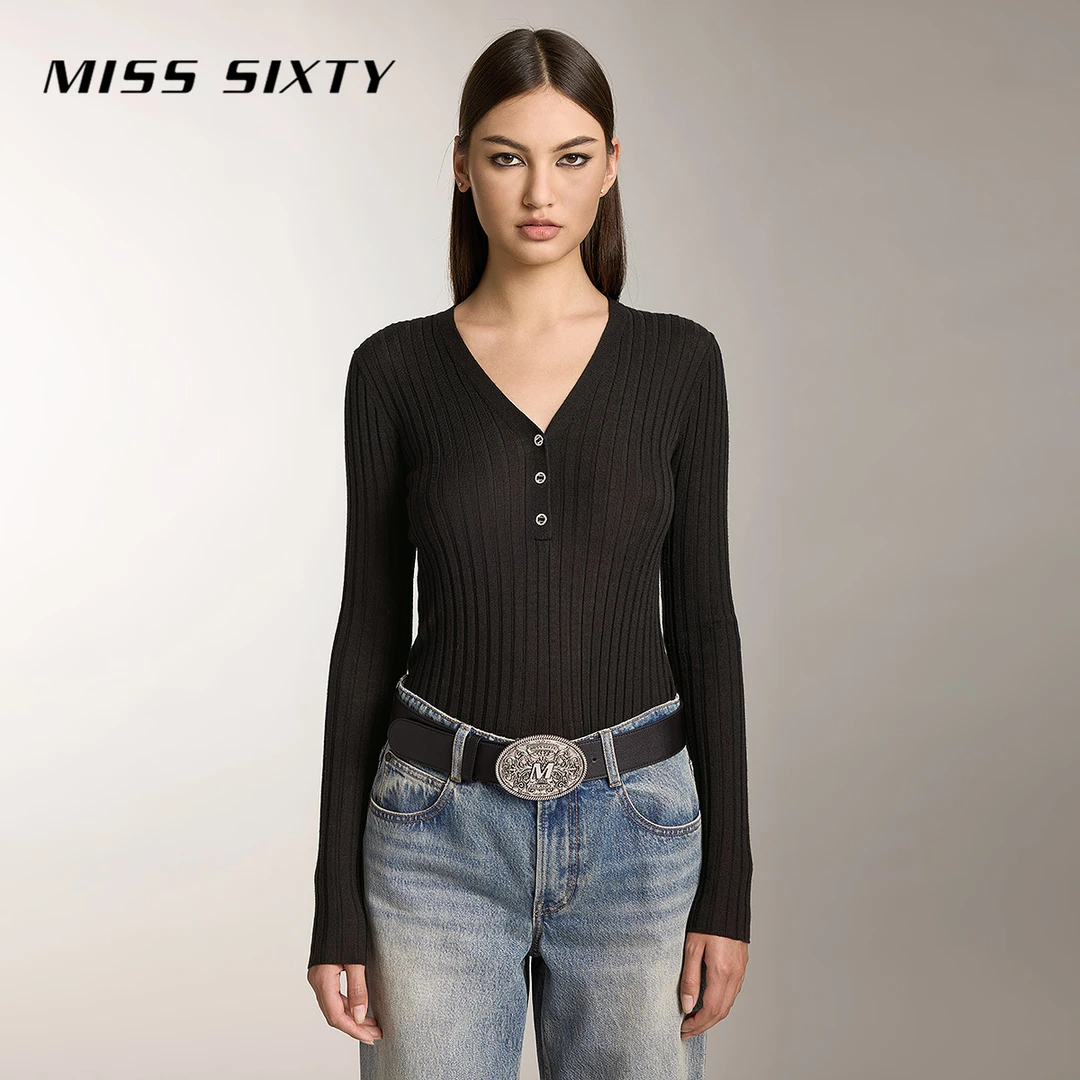 Miss Sixty新款长袖针织衫女含桑蚕丝