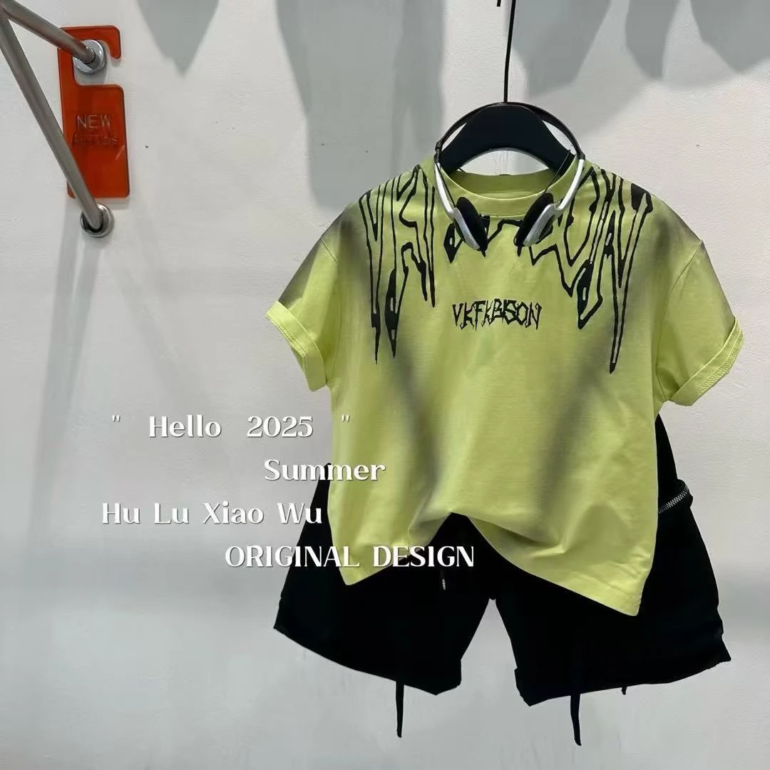 【WW家】夏装短袖t恤2025新款男孩痞帅