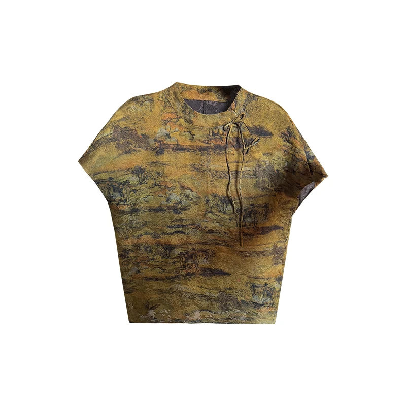 桑蚕丝花螺短袖时尚显瘦百搭夏季衬衫休闲宽松气质  LW  9S1363