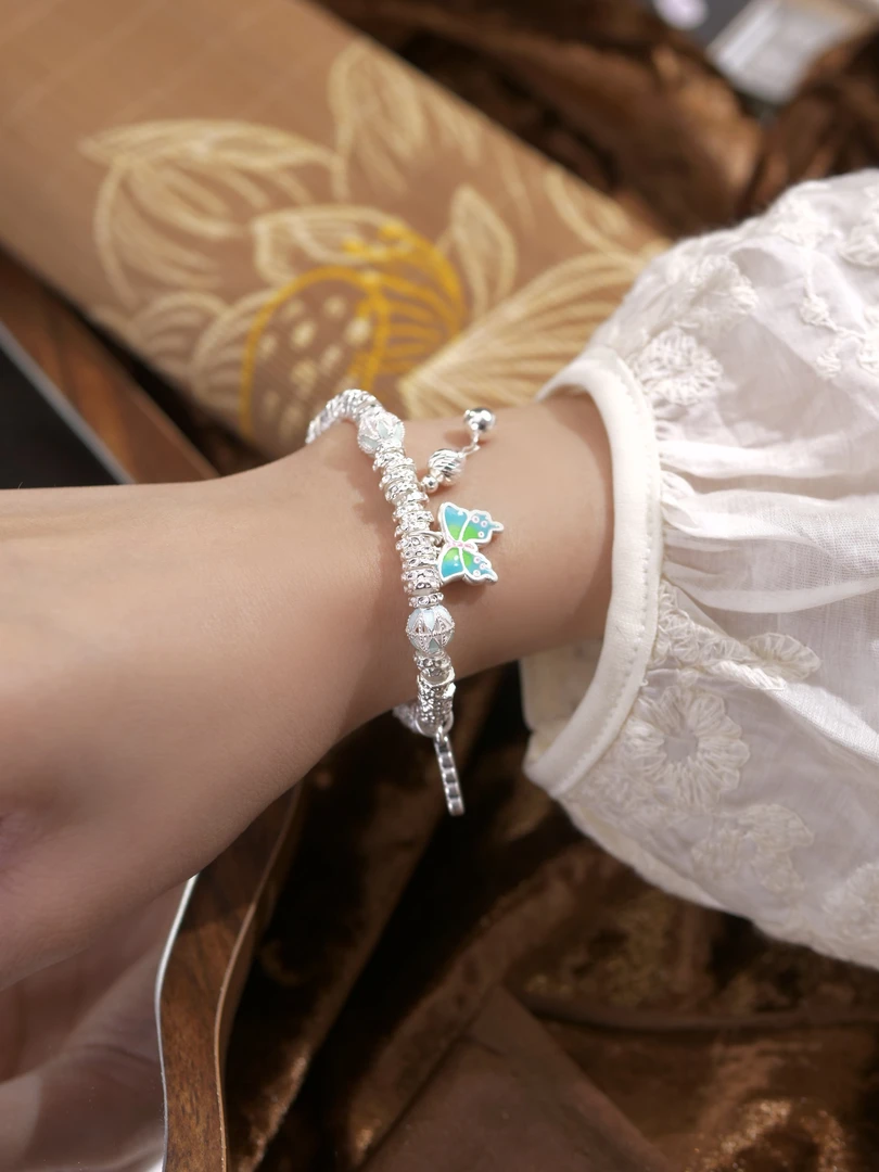 足银手链 足银999有求必应好运小柿子滴溜铃铛盘缠夏日新品