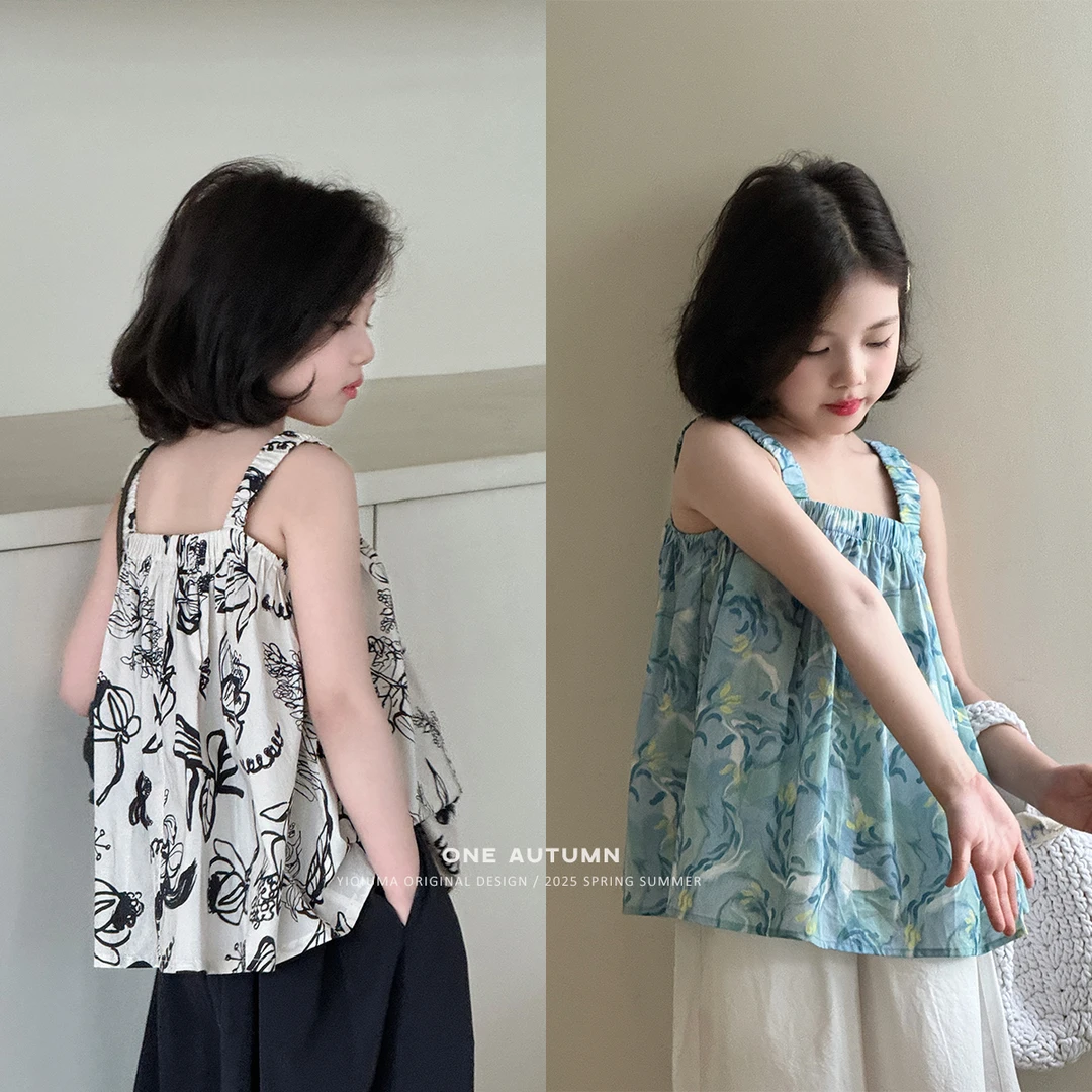 「麦麦秋.MAIMAIQIU」【蔷薇花店】度假风花苞吊带衫女童夏【GX818】