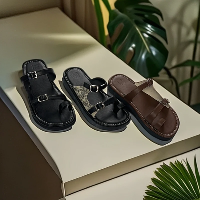 D3-2/56-666低跟套趾夏季人字拖一字拖百搭时尚仙女风复古韩版