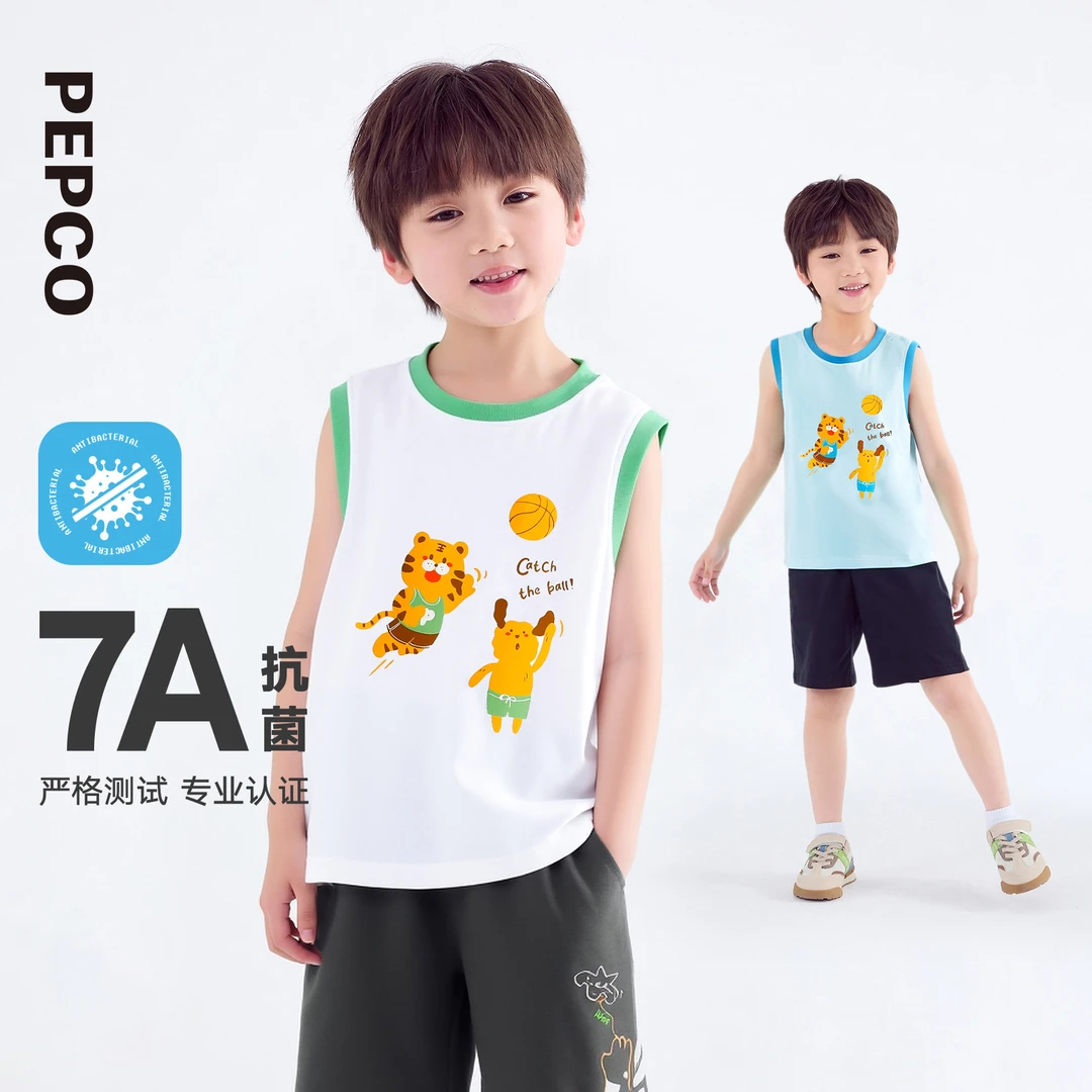 小猪班纳童装2025夏装新款儿童背心小童男童无袖上衣潮752529007