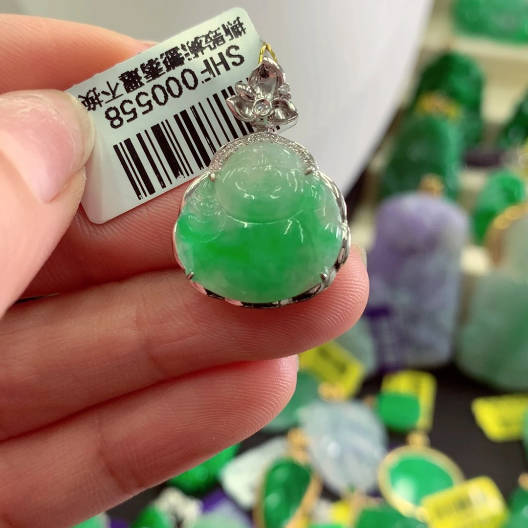 翡翠18K金镶嵌吊坠(不含链)