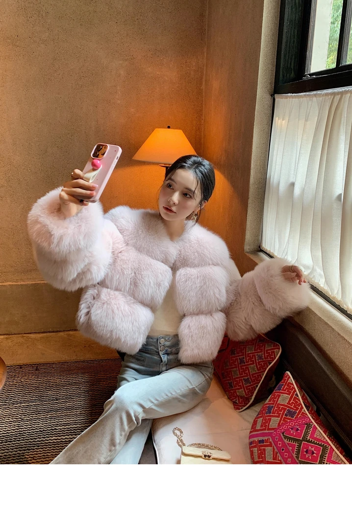 新款整皮狐狸毛皮草外套女年轻款 韩版短款显瘦气质海宁大衣冬