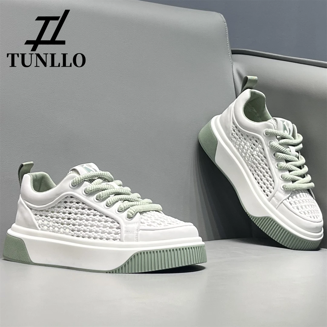 轻奢高级感编织镂空透气舒适板鞋夏季时尚潮流百搭小白鞋休闲男鞋