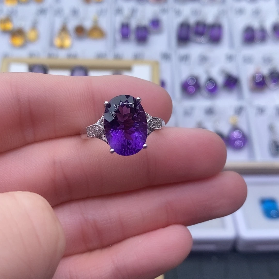 紫晶纯天然紫水晶银S925镶嵌德*?